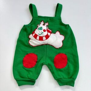 Vintage Hopscotch Infant One-Piece Christmas Outfit Overalls, Size 0-6 months